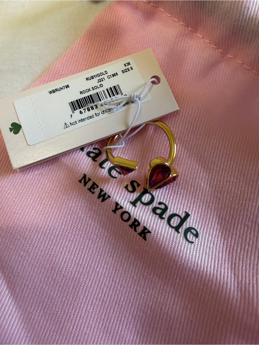 KATE SPADE ROCK SOLID STONE RING SZ 6 - Picture 10 of 11